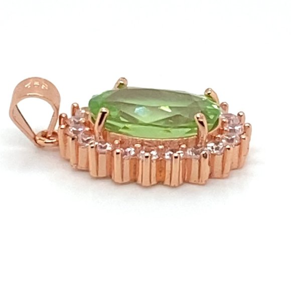 Peridot 3.50ct Rose Gold Finish Solid 925 Sterling Silver Pendant - Picture 5 of 6